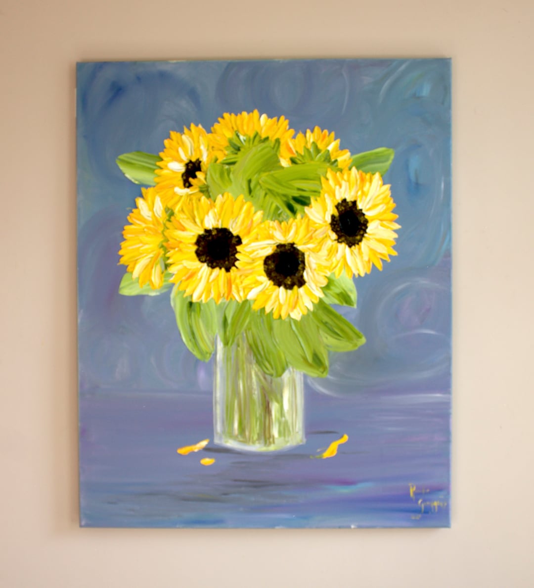 Oil Painting Sunflowers palette Knives 80 Cm /100 Cm Etsy Australia