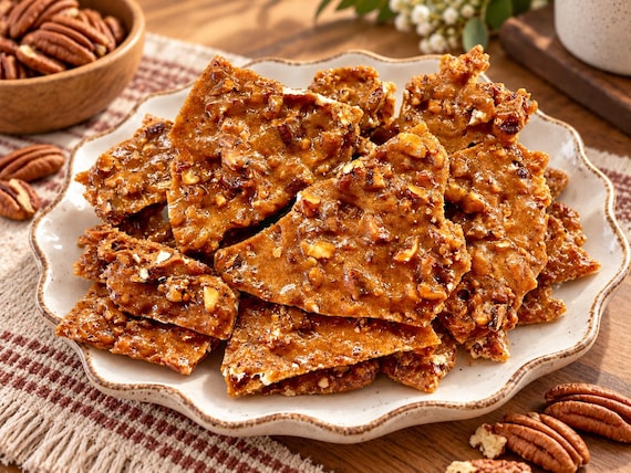 Buttered Rum Pecan Brittle Handmade Gourmet Candy Sweet Treat Pecan Lover Gift