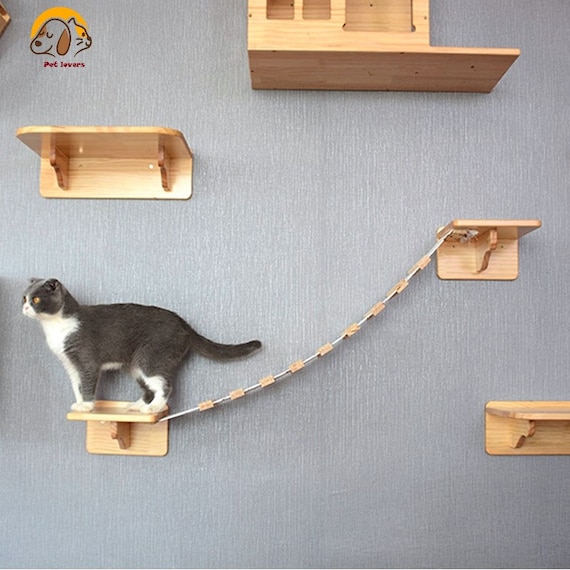 Cat Climbing Frame / Pet Cat Tree House / Wood Kitten Jumping Platform / DIY Pet Furniture / Tree House Cat Toys Play House Wall-mounted