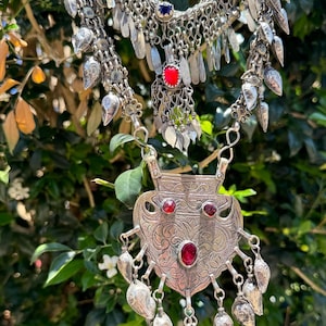 Afghan Multilayers Massive Silver Kuchi Necklace Handmade Bib Necklace With Dangling Tassels Kuchi Necklace Afghani Jewelry Afghan Jewelry