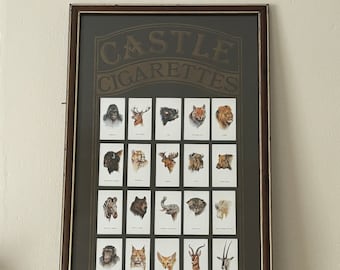 Vintage Castle Cigarettes Advertising Print | Framed Animal Illustration Wall Art | Antique Tobacco Ephemera | Collectible Home Décor