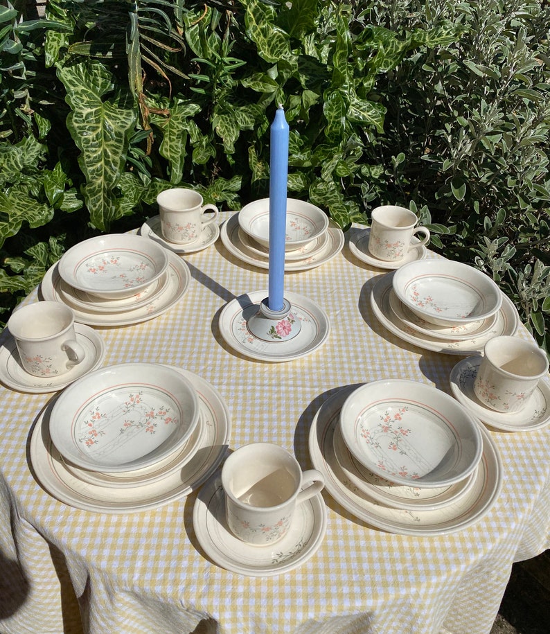 Vintage 1980s Biltons Coloroll England Dinner Set Pink & Etsy UK