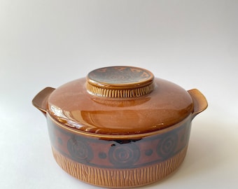 Vintage Casserole Dish | Retro Brown Ceramic | British Anchor Strata Monterrey |