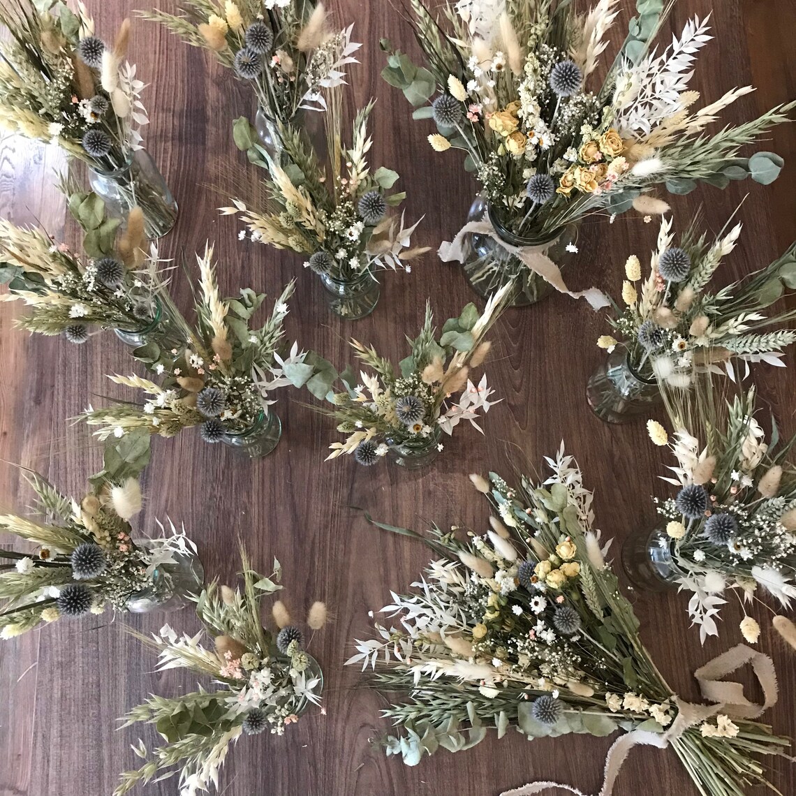 Dried flower jar with plantable wildflower tag//dried ...