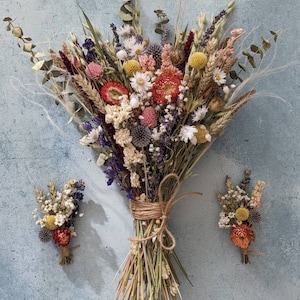 Colourful dried flower bouquet//wedding dried flowers//bridal flowers.