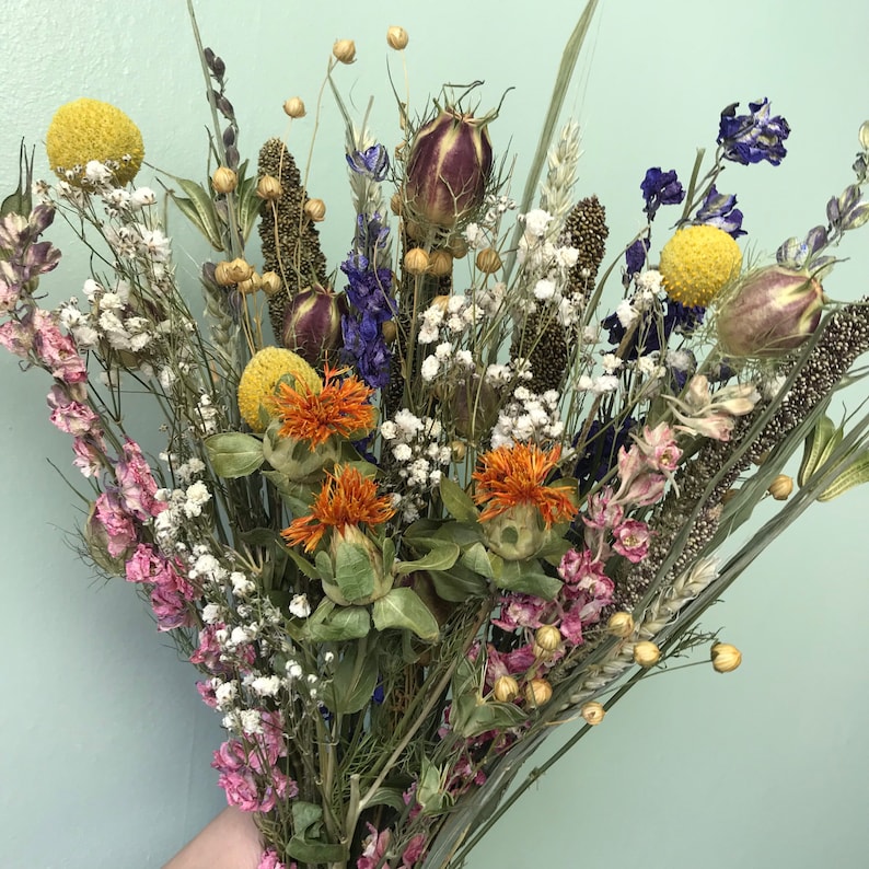 Rhona colourful dried flower arrangement//bouquet//gift. Etsy