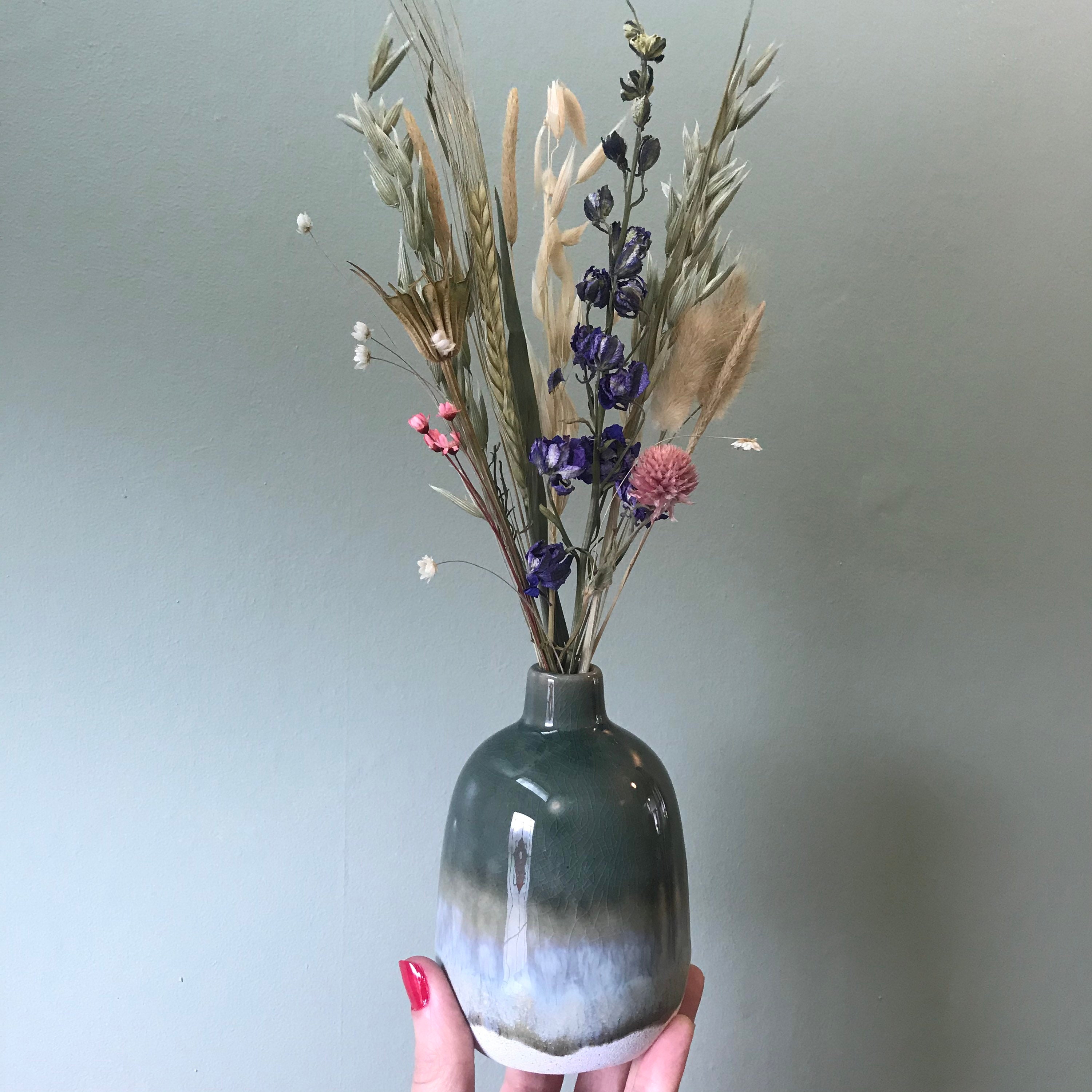 Bud vase with dried flowers//dried flower gift//Sass and Etsy