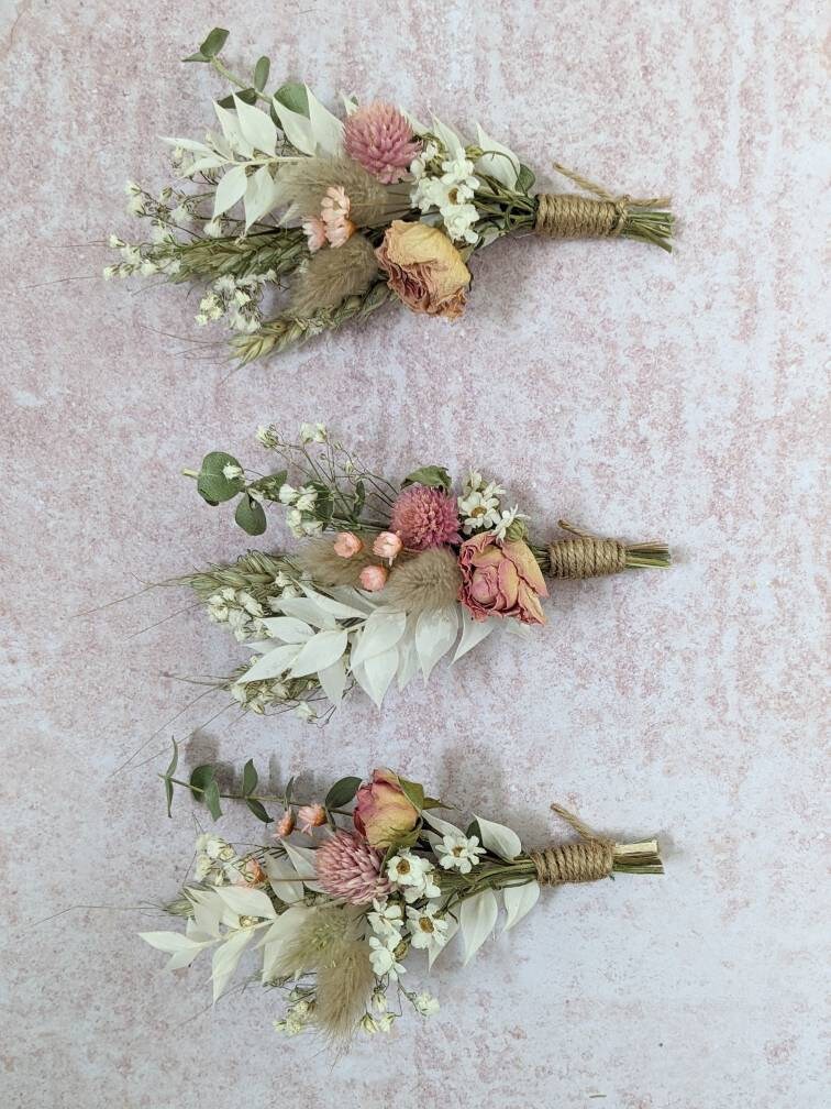 Eucalyptus and Pink Rose Dried Flower Bouquet//wedding Dried Etsy UK