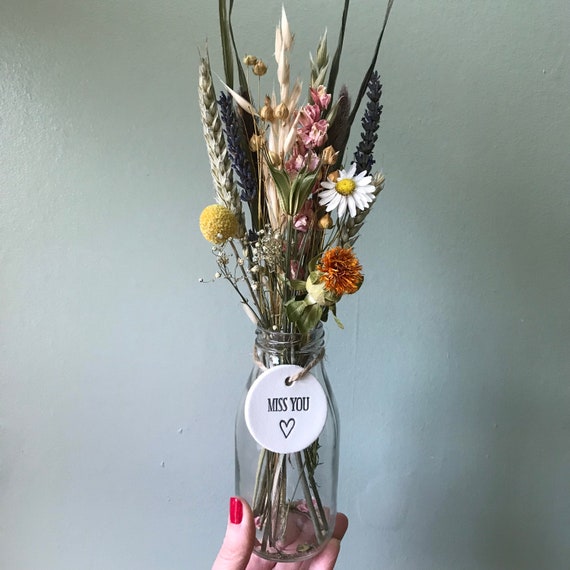 Milk Bottle Dried Flowers// Dried Flower Gift//gift for Etsy