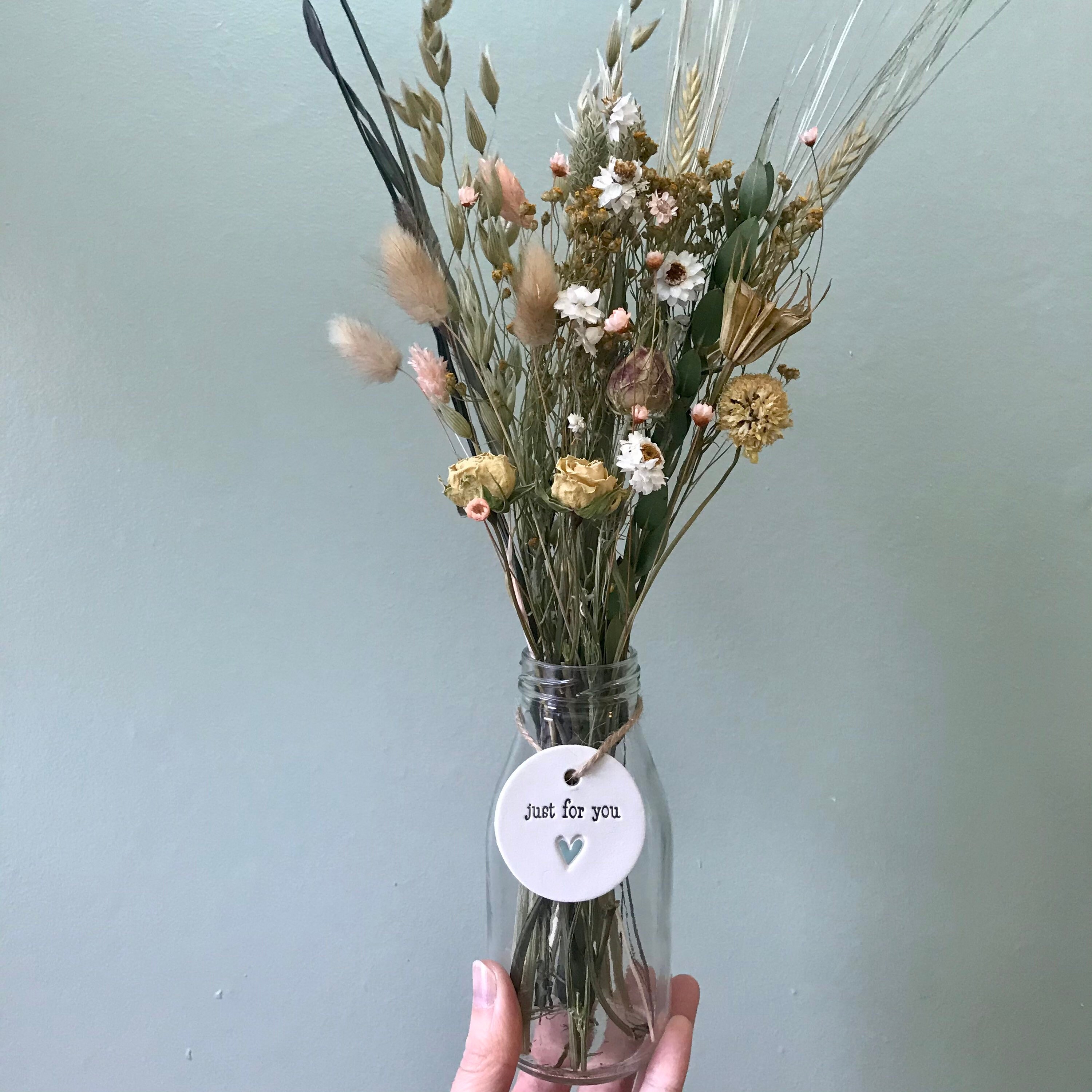 Milk bottle dried flowers// dried flower gift//gift for Etsy