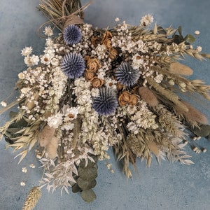 Eucalyptus and thistle dried flower bouquet//wedding dried flowers//bridal flowers.