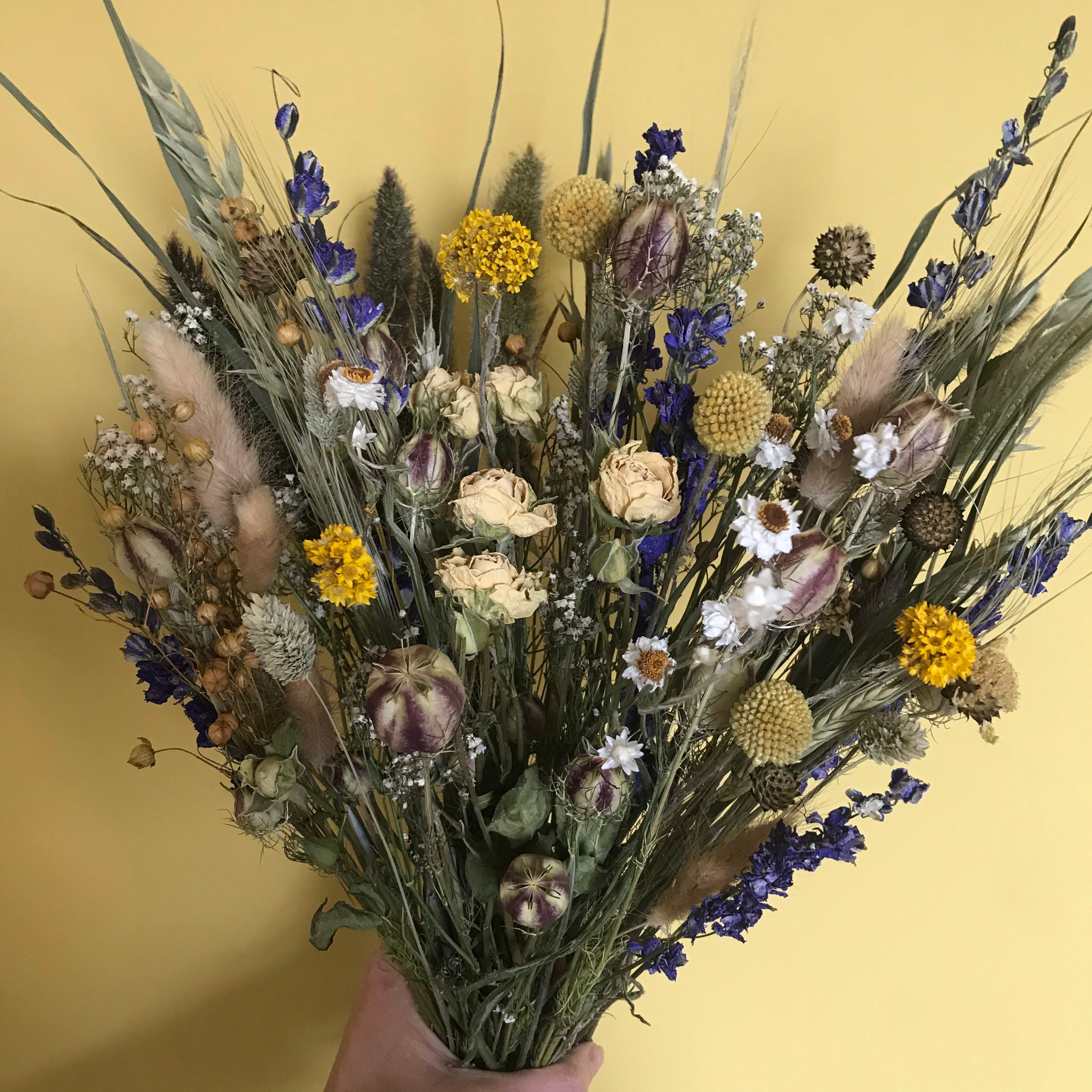 Lola yellow dried flower arrangement//bouquet//gift//wedding Etsy