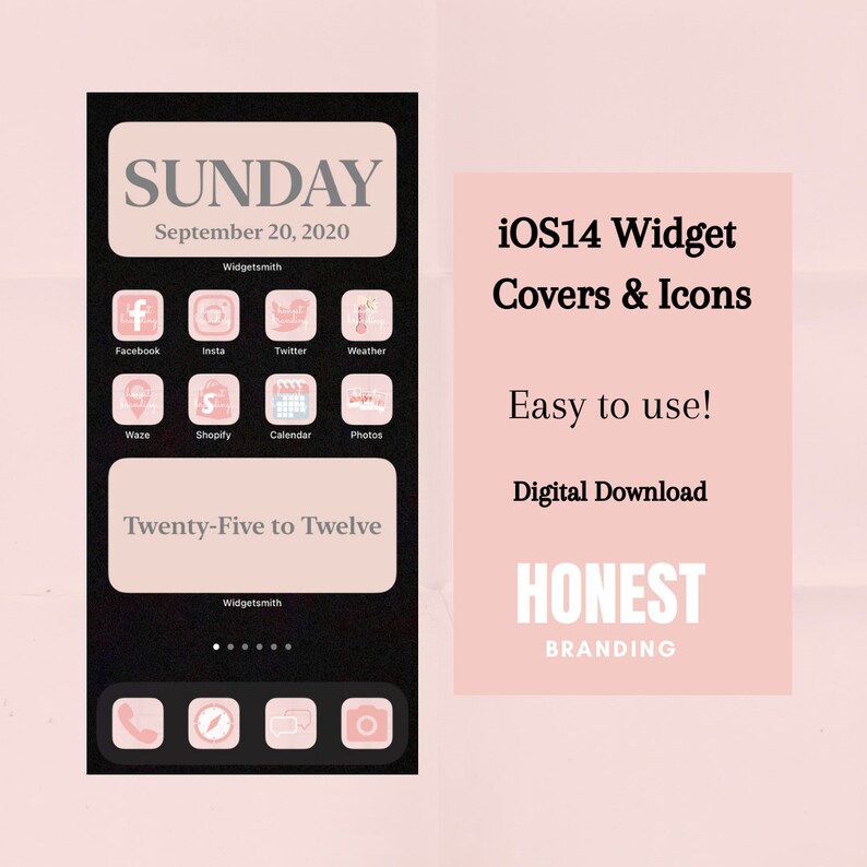 Pink Aesthetic Ios 14 Widget Covers & App Icons / Iphone Etsy