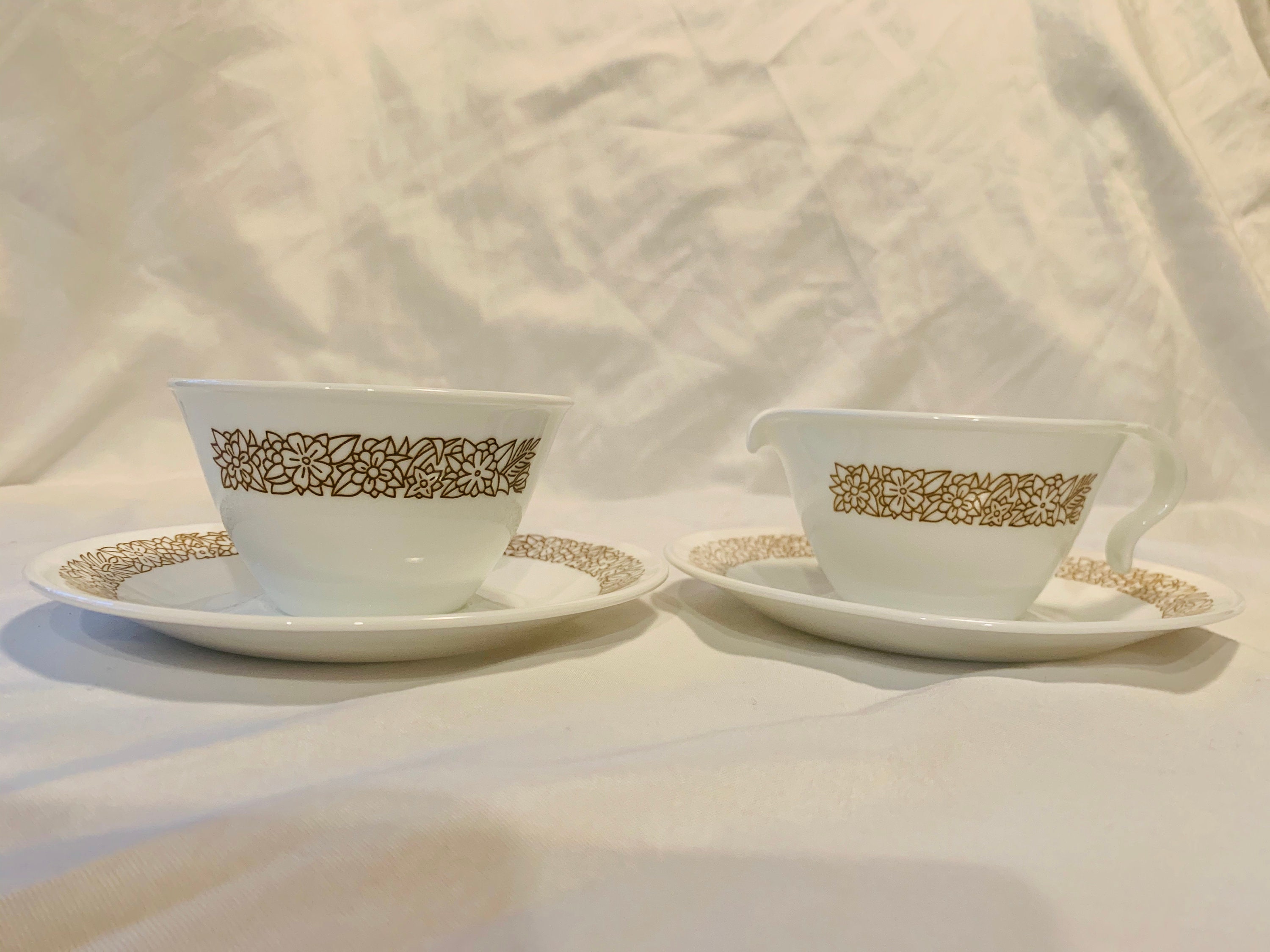Corelle Woodland Sugar and Creamer set w/saucer Etsy