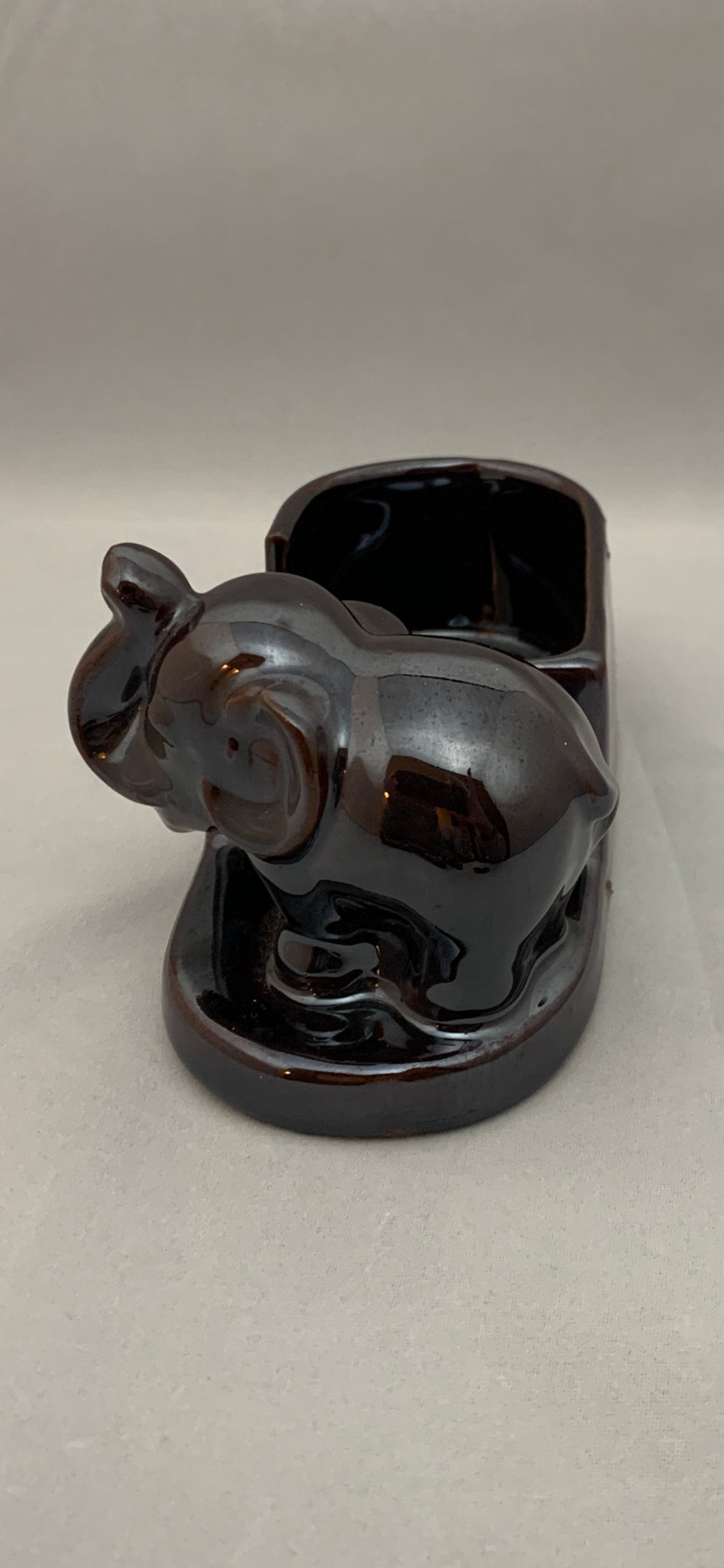 Vintage Occupied Japan Brown Pottery Elephant Ashtray Set Etsy