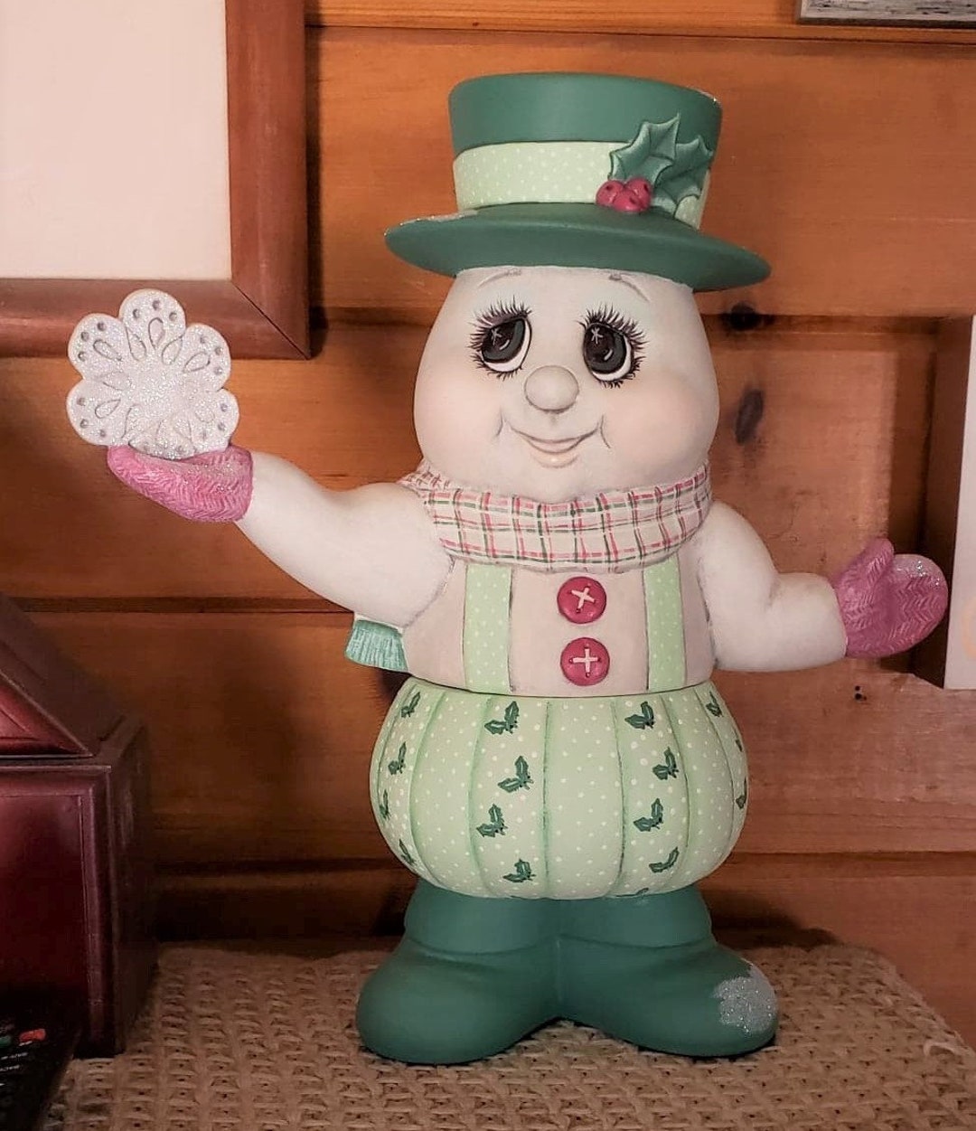 Ceramic Snowman bloomer Basket Etsy