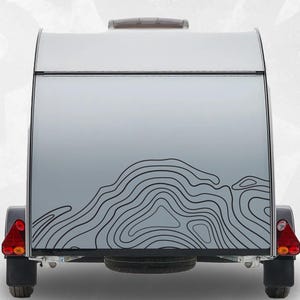 Topografischer Camper Aufkleber - Konturkarte Vinylaufkleber für Wohnmobil, Anhänger oder Van – Große Abenteuergrafik