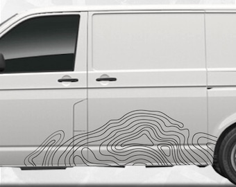 Van Topographic Map Pattern Decals - Car Vinyl Decal - Universal Fit Adventure Decal Kit