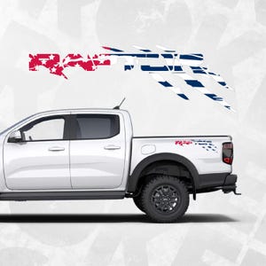 Aufkleber für Ford f150 Raptor, Bedside Raptor USA Flaggenkralle rustikaler mehrfarbiger Aufkleber, gedruckt, 2er-Set