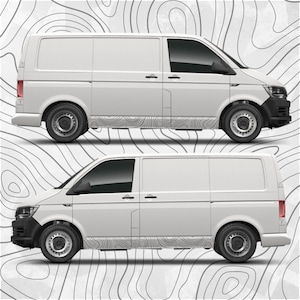 Topografische sticker met zijstreepkaart past op VW Transporter T5 T6 T6.1 - stickers links en rechts