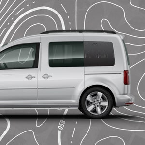 Volkswagen Caddy topografische kaart raamstickers past op VW Caddy zijruiten - set van 2
