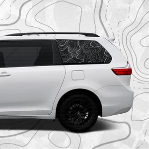 Raamstickers Toyota Sienna - ontwerp topografische kaart Compatibel met modellen van 2010 - 2020