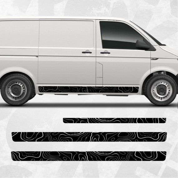 VW Side Stripe Graphic Topographical Map Pattern Decal Fits for Volkswagen  Multivan, Transporter, California, Caravelle T4 T5 T6 
