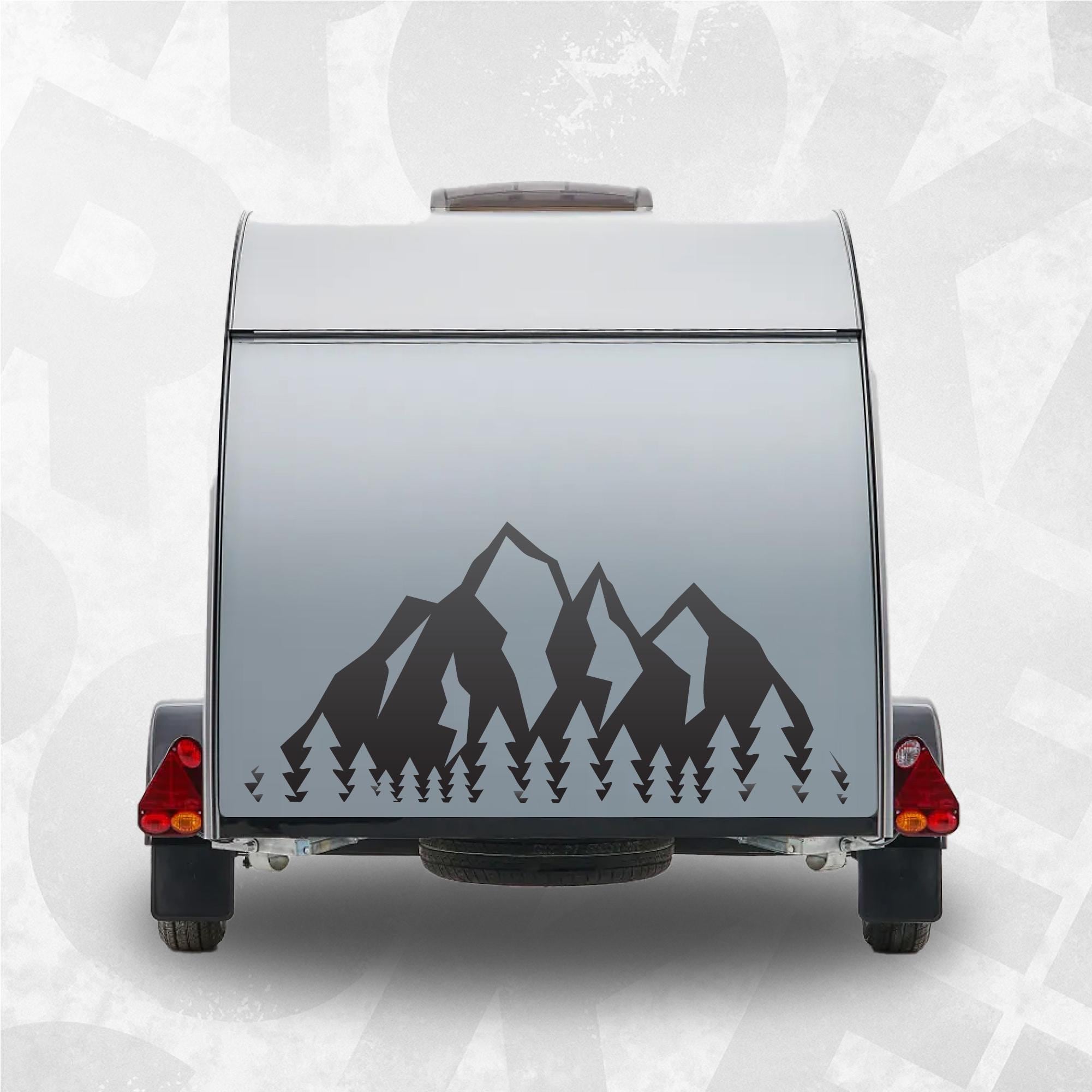 Adesivo Per Avventura Con Silhouette Di Montagna E Albero - Adesivo In Vinile Per Roulotte, Camper, Furgone E Auto - Italia - Foto 9