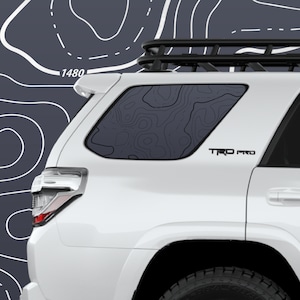 Décalcomanie pour fenêtre, carte topographique 4runner - Pour Toyota 4runner 5e génération - Jeu de 2
