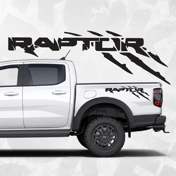 Calcomanías Ford f150 Raptor, calcomanía rústica de garra de camión junto a la cama, conjunto de 2