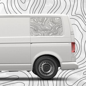 Sticker carte topographique VW adapté aux accessoires de camping-car VW T5 T6 T6.1 - stickers latéraux gauche et droit