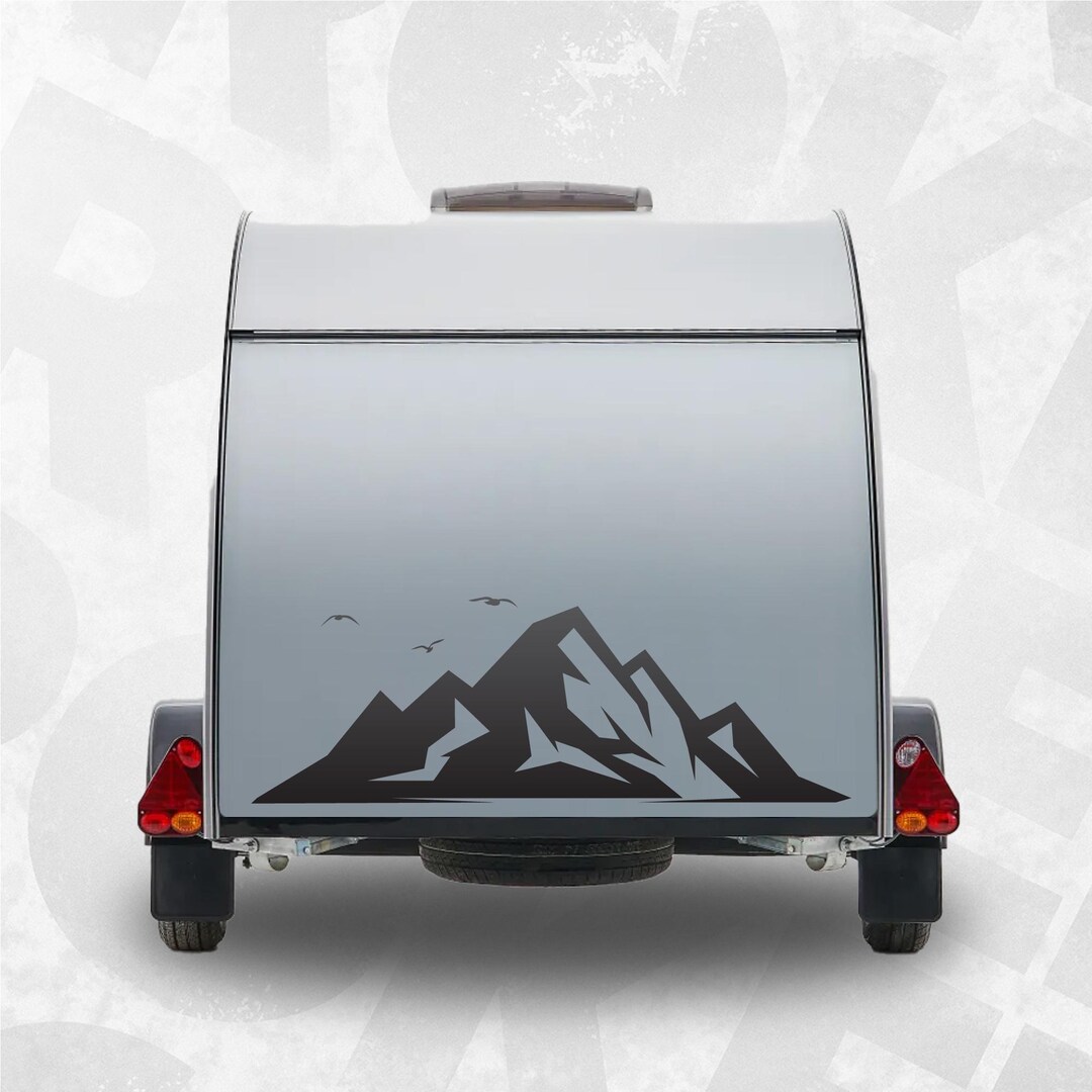 RV Camper Mountain Decal - RV Trailer, Camper, Van, Car Vinyl Sticker ...