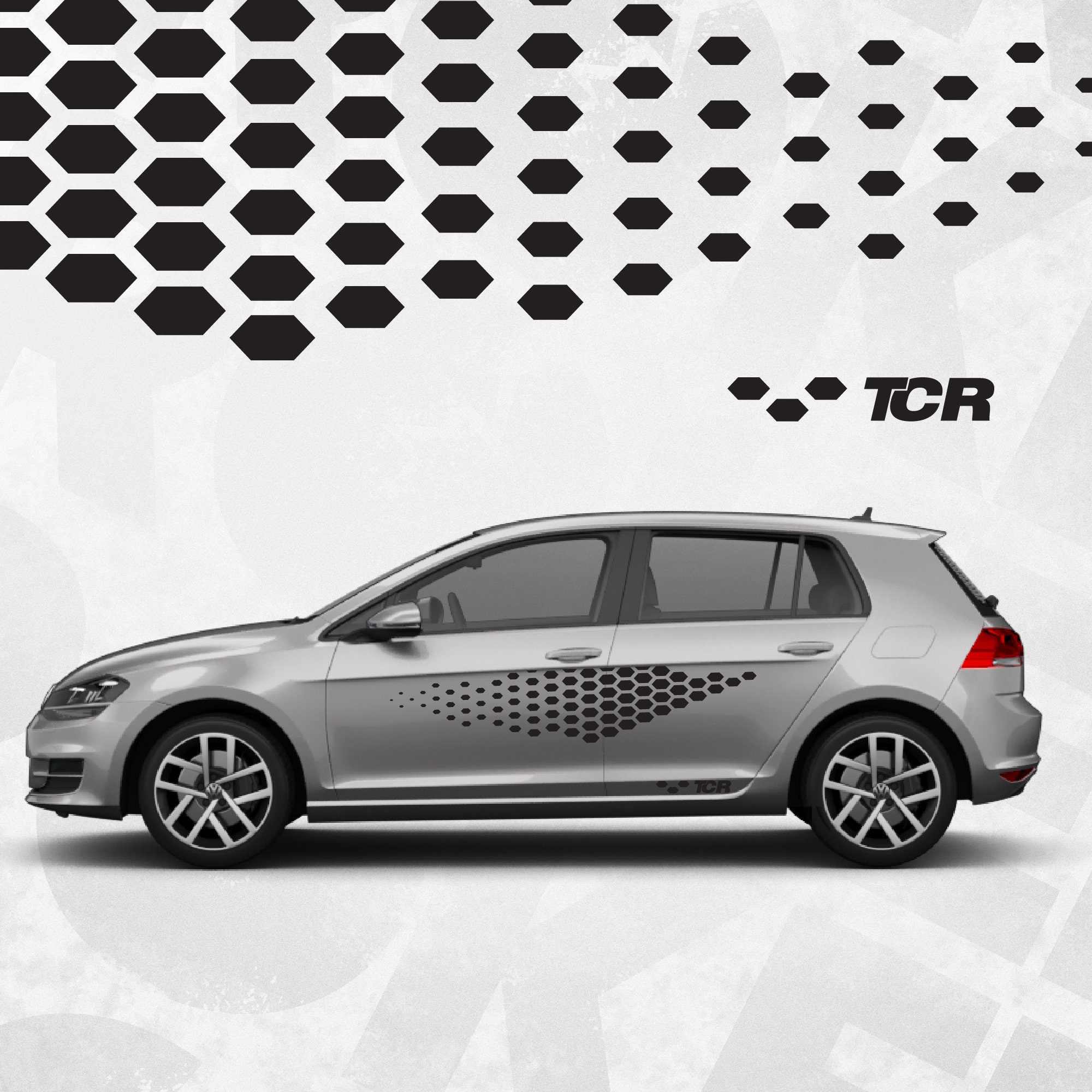 VW Golf 7 VII TCR Pure Grey front & rear emblem black sign logo facelift