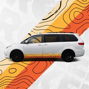 Sticker met streep topografische kaart op zijkant - compatibel met Toyota Sienna 2010 - 2020 - sticker tuimelschakelaar