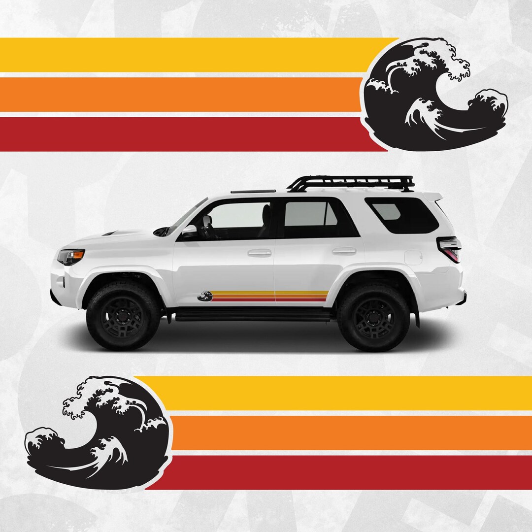 Car Rocker Panel Decals Retro Wave Rocker Panel Decal – Great Wave Car Side Stripe Sticker ...