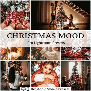10 Christmas Mood Mobile Desktop Presets Filters Lightroom Instagram Blogger Cozy Winter New Year Lights Xmas Christmas Eve Dark Holiday