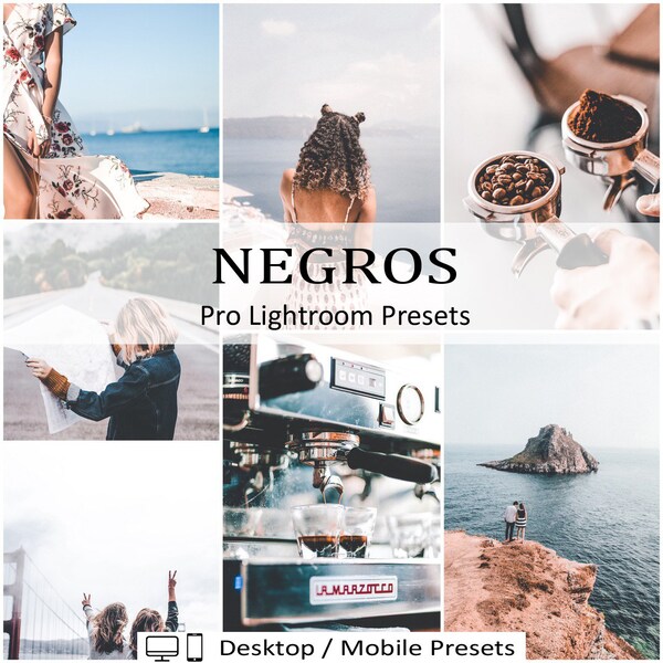 10 Negros Mobile Desktop Lightroom Photo Preset Set Minimalist Natural Black Brown Filter Noir Faded Outdoor Blogger Traveler Preset