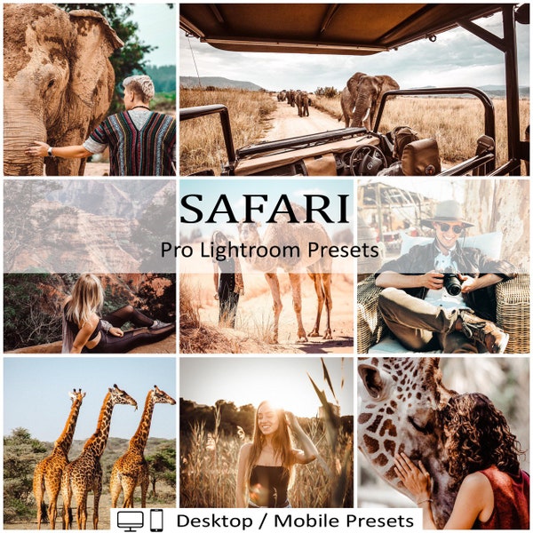 10 Safari Mobile Desktop Presets Warm Brown Filters Lightroom Creamy Soft Pale Tone Instagram Bundle Traveler Outdoor Blogger Jungle Presets