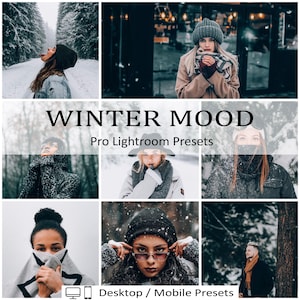 10 Winter Mood Mobile Desktop Presets Filters Lightroom Instagram Blogger Cozy Snow Christmas Eve Dark Deep Xmas  New Year Holiday Snowman