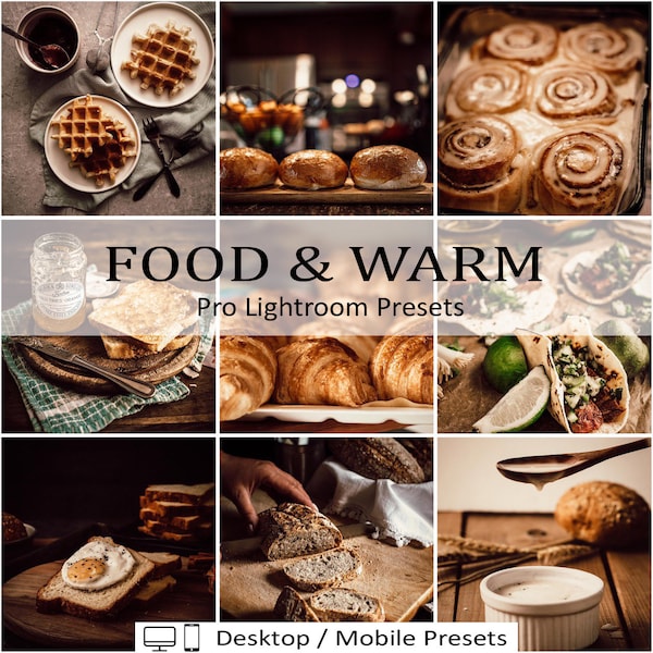 10 Food & Warm Lightroom Presets Mobile Desktop Deep Dark Moody Cafe Restaurant Coffee Food Blogger Instagram Presets Flatlay Product