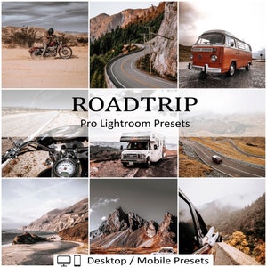 9 Roadtrip Mobile Desktop Lightroom Photo Preset Set Natural Filter Insta Blogger Travel Trip Brown Deep Landscape Influencer Insta Preset image 1