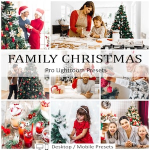 12 Family Christmas Mobile Desktop Presets Lightroom Instagram Blogger Cozy Snow Winter Red Mood Light Xmas New Joy Year Holiday Filters