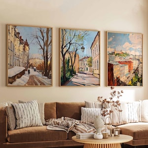 Set of 3 Kyiv Ukraine Travel Posters, Kyiv Wall Art Prints, St. Sophia&#39;s Cathedral Decor, Ukraine City Travel Print