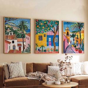 Set of 3 Malaga Travel Posters, Spain Wall Art, Malaga Cityscape Prints, Spanish Decor, Costa del Sol Poster, Malaga Architecture Print,