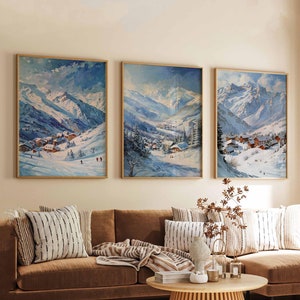 Alpe d&#39;Huez Ski Poster Set, Alpe d&#39;Huez Print, France Poster Ski Poster Set, Alpe d&#39;Huez Print, France Poster, Ski Resort Print