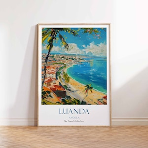 Póster de Luanda, póster de Angola, póster de viaje a la playa, póster histórico, póster de viaje a Luanda, impresión de viaje a África, arte de Luanda, impresión de arte de Angola