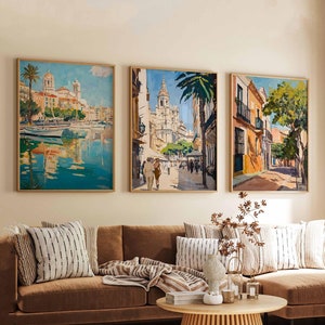 Set of 3 Valencia Poster, Spain Travel Print, Valencia Wall Art, Spanish City Decor, Modern Valencia Gift, Cityscape Art