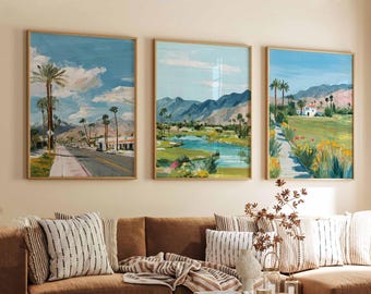 Set of 3 Palm Desert California Posters, Vintage Travel Prints, USA Desert Wall Art, Coachella Valley Decor, Southwest Poster Set