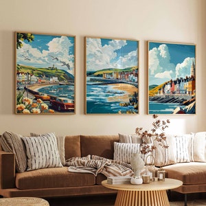 Set of 3 Aberystwyth Posters, Aberystwyth Travel Prints, Aberystwyth Art, Coastal Decor, Beach Art, Wales Poster, United Kingdom Print