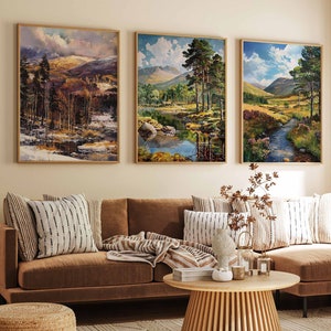 Set of 3 Cairngorm National Park Posters, Cairngorm Travel Prints,  Cairngorm Art, Floral Art, Nature Print, Scottish Travel Posters